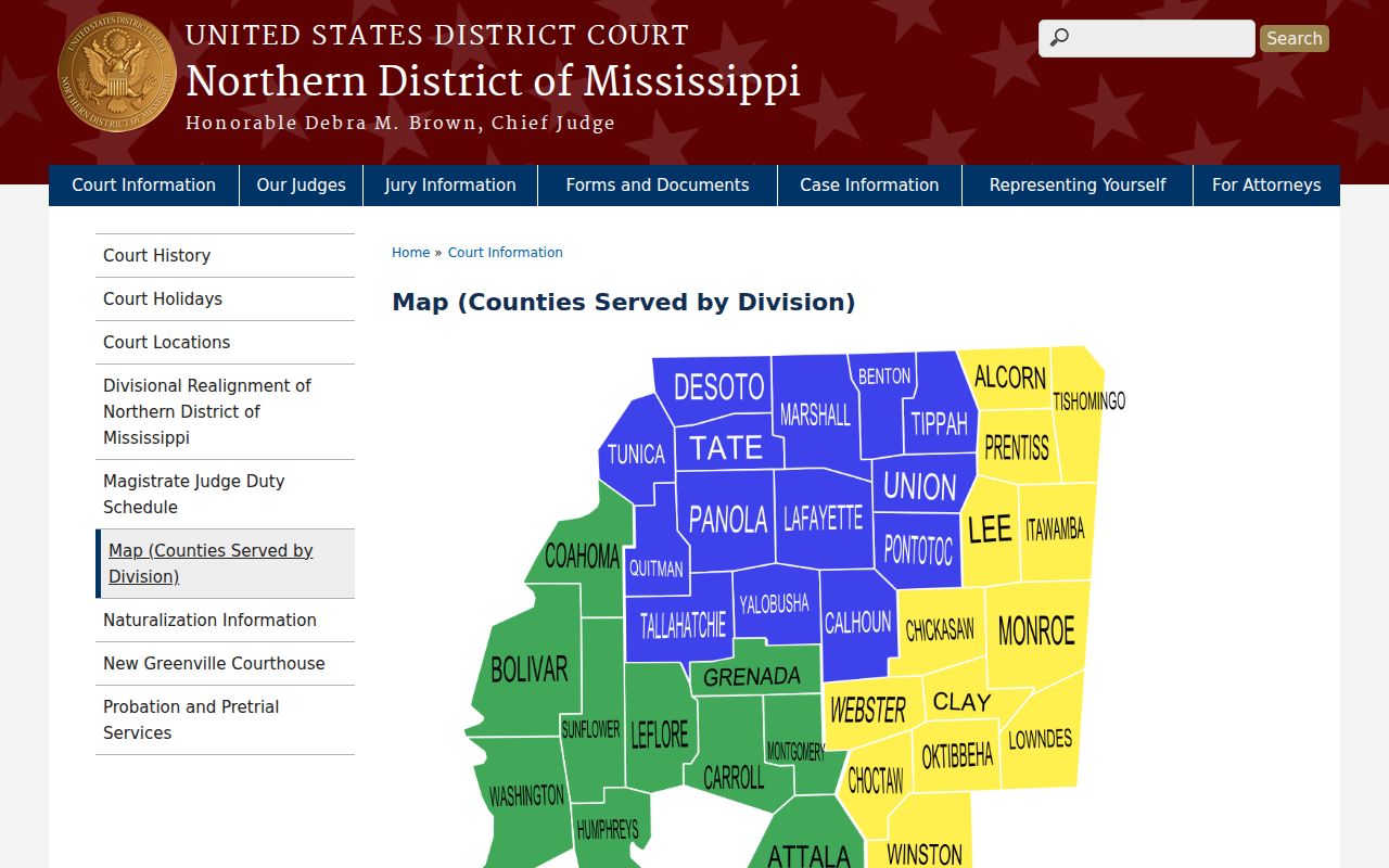 Oktibbeha County court calendar source image from Northern District court location maps