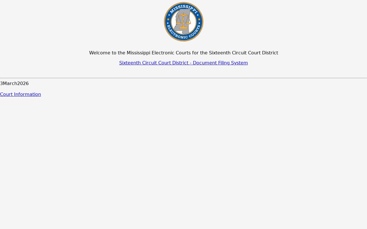 Oktibbeha County criminal docket access through the Sixteenth Circuit MEC site