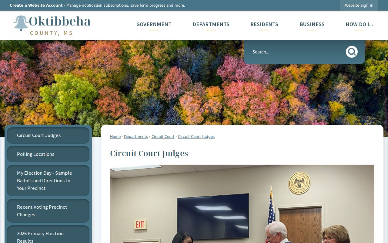Oktibbeha County criminal docket context from the Circuit Court Judges page