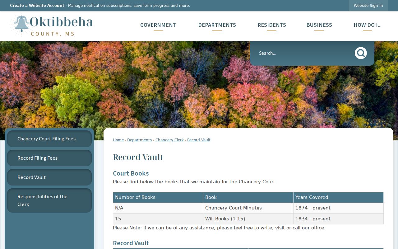 Oktibbeha County court docket historical record vault